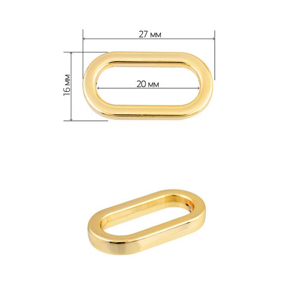 Рамка овальная металл 27х16 мм (внутр. 20 мм), 072001 цв. золото уп. 10 шт