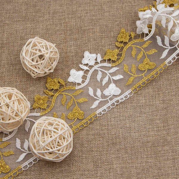 Кружево на сетке 80 мм, 3 метра (±4 см), 02