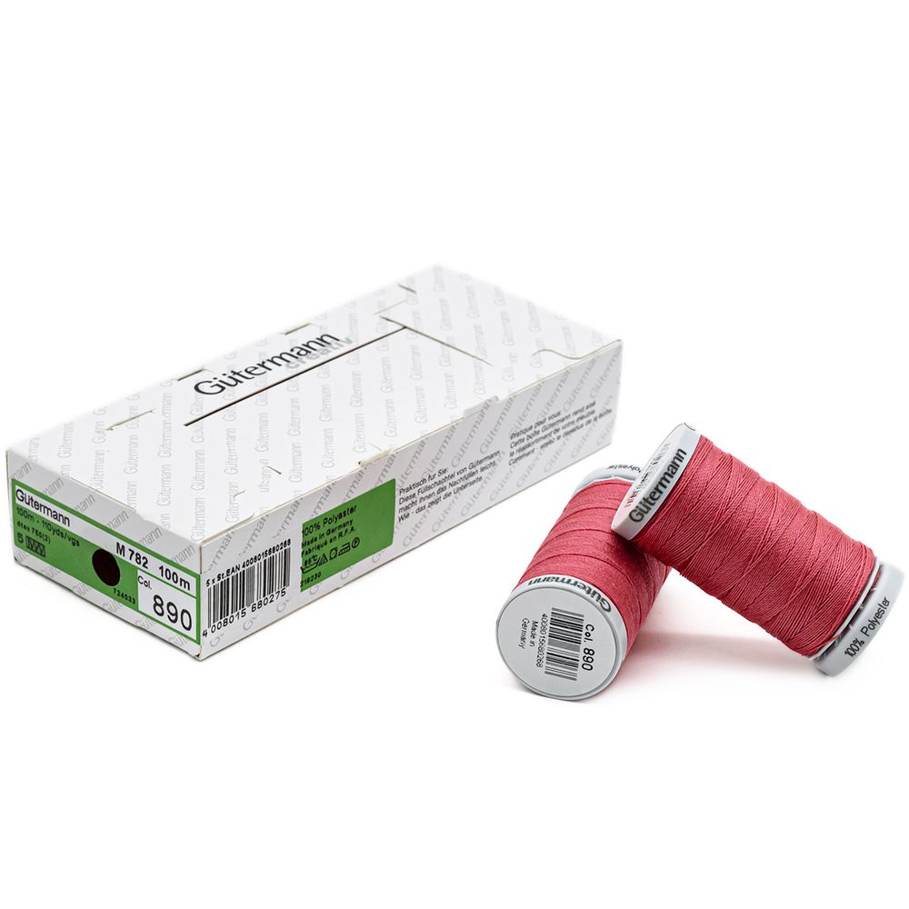 Нитки суперкрепкие Gutermann Extra Strong M782, 100м, 890 т.пурпурно-розовый, 5 катушек