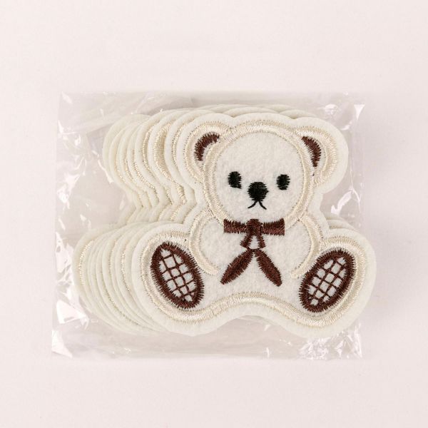 Термоаппликация мишка с бантиком 5,5х6см, бежевый, 10 шт