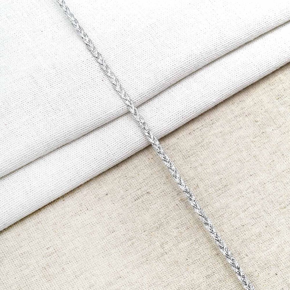 Тесьма отделочная плетеная 3 мм / 30 метров, серебро, С951Г7