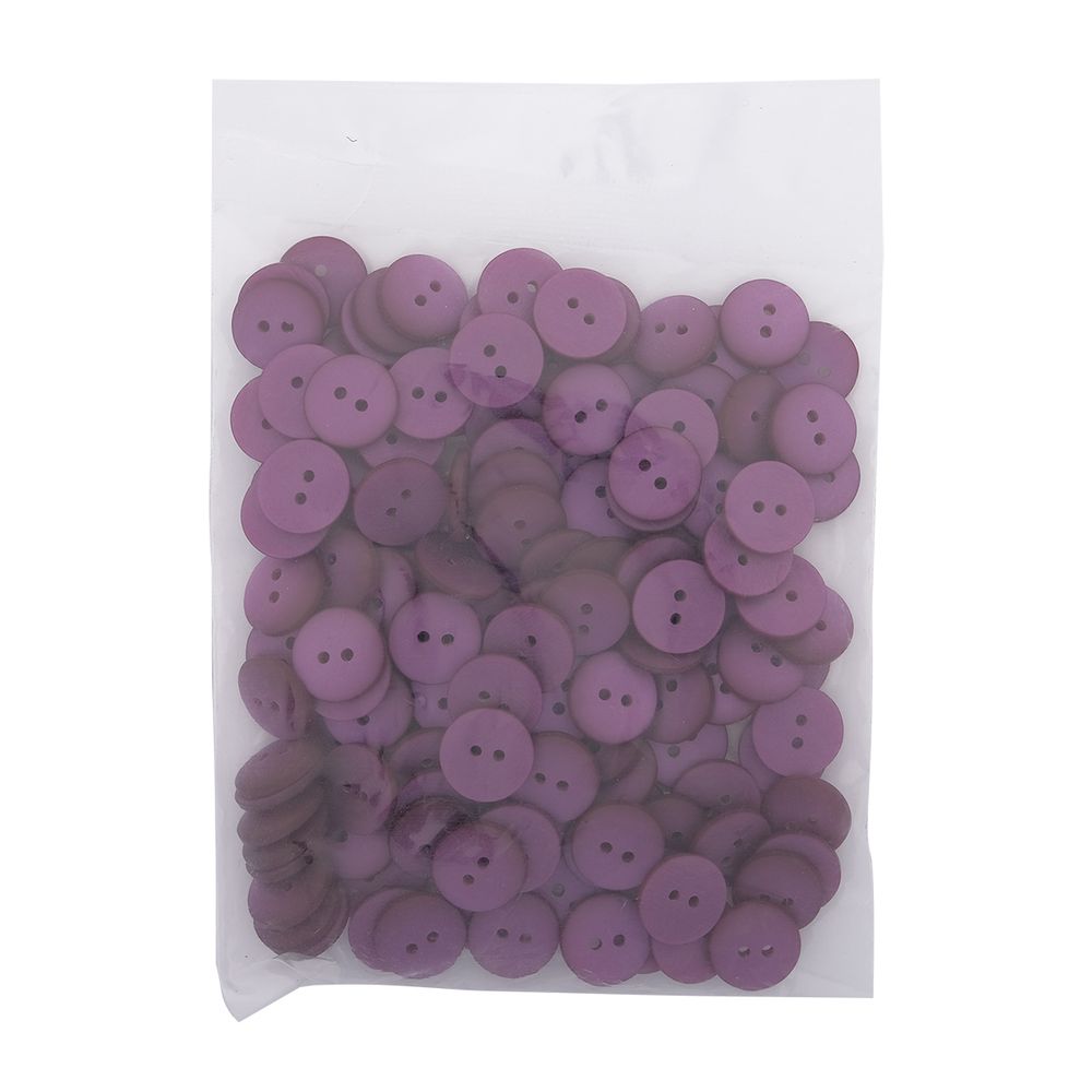 Пуговицы на 2 прокола 22L (14мм), пластик (col.15 фиолетовый), CR-K18M, 144 шт