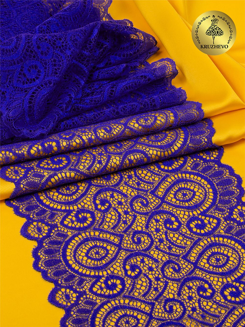 Кружево бельевое эластичное 180 мм / 25 м, 263, цв.223 синий, Kruzhevo