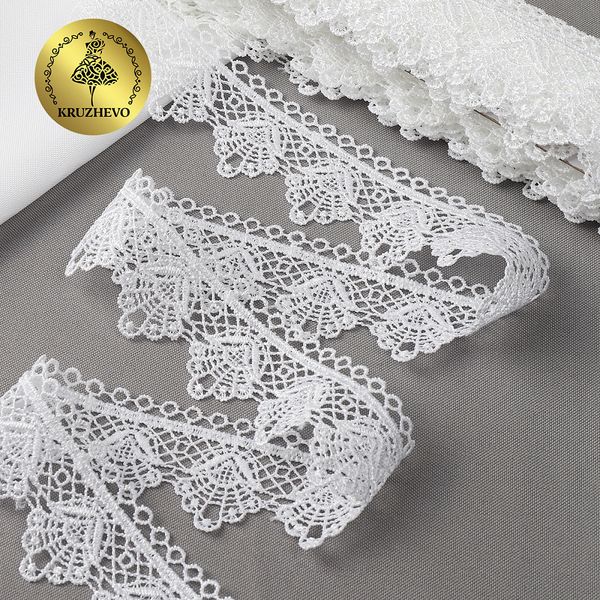 Кружево гипюр (плетёное) 40 мм / 13.71 метров, TBY.4G8084, цв.01 белый
