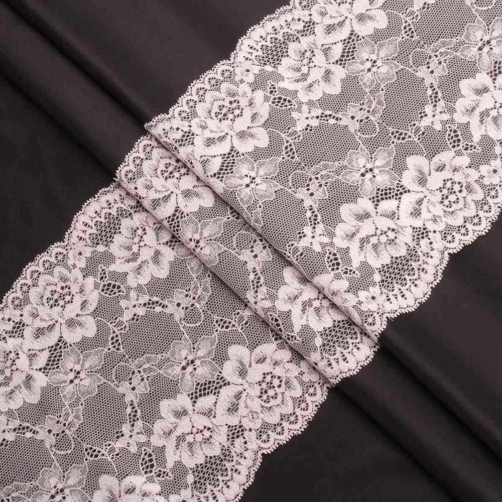 Кружево бельевое эластичное 180 мм / 3.4 метра, цвет молочный
