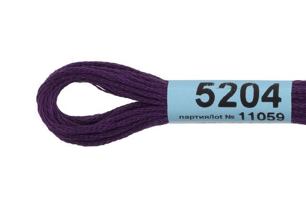 Мулине Gamma 100% хлопок, цв.5204 т.т.сиреневый, 24 мотка по 8 метров