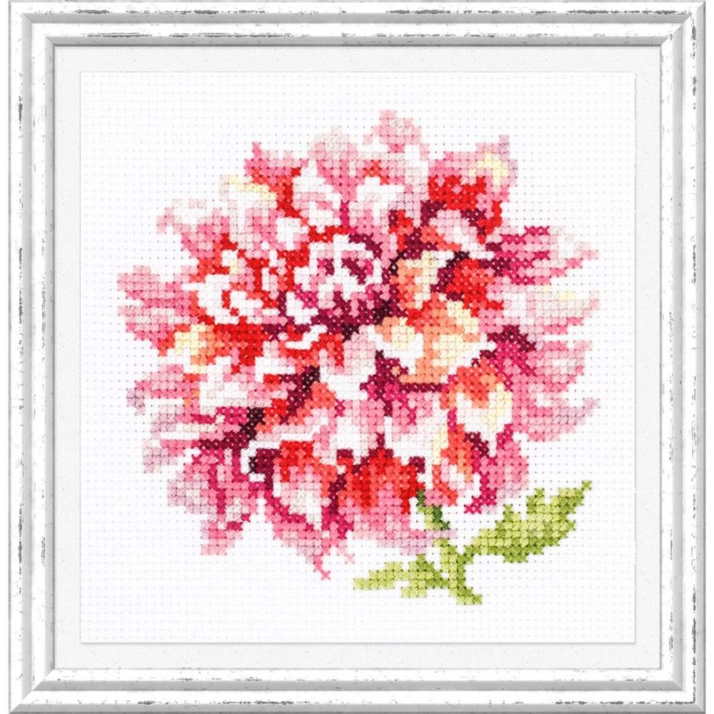 Набор для вышивания нитками Чудесная игла, Георгин 11х11см