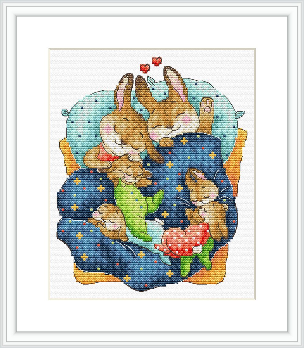 Набор для вышивания нитками МП Студия М-769, Зайкины сны, 18х15 см