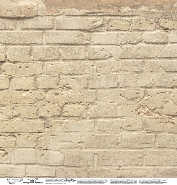 Бумага для скрапбукинга Вокруг меня. Бежевый 190 г/м², 30.5х30.5 см, 10 шт, 1, Mr.Painter PSR 2605