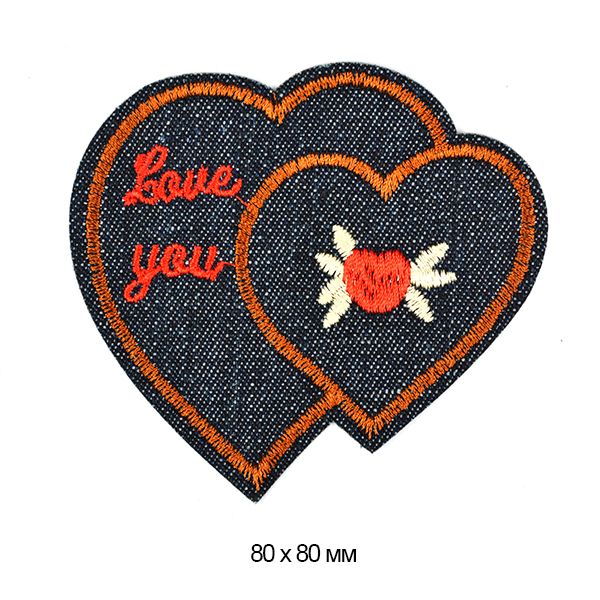 Термоаппликация джинсовые TBY.DEN.02 HEART 80х80 мм, уп.10 шт