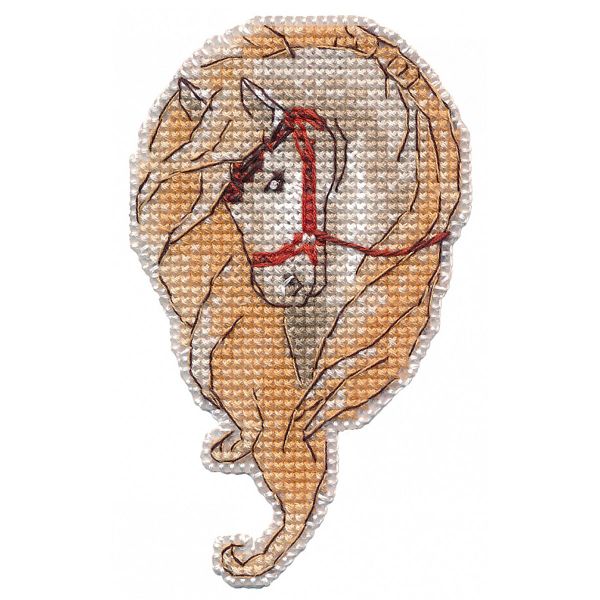 Набор для вышивания нитками Овен 1682, Магнит. Лошадь 6х10 см