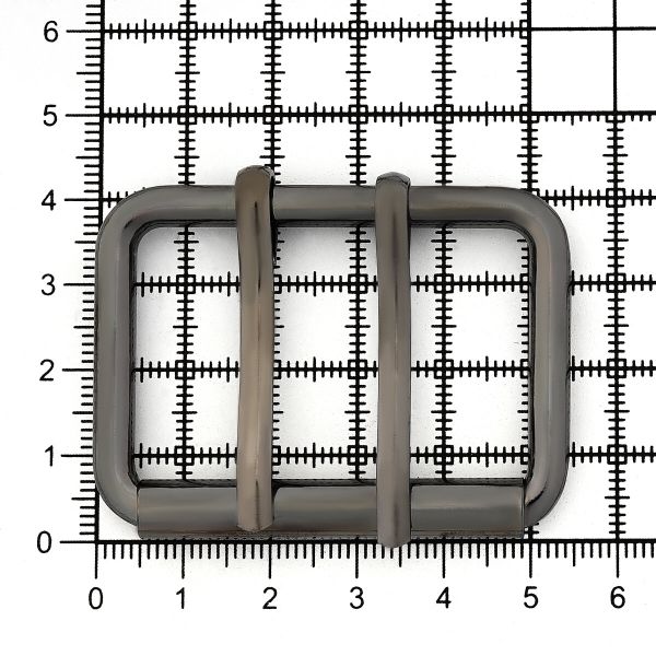 Пряжка прямоугольная 45 мм, с двумя язычками, металл (Pewter олово (черный никель)), МТ_1864, 6 шт