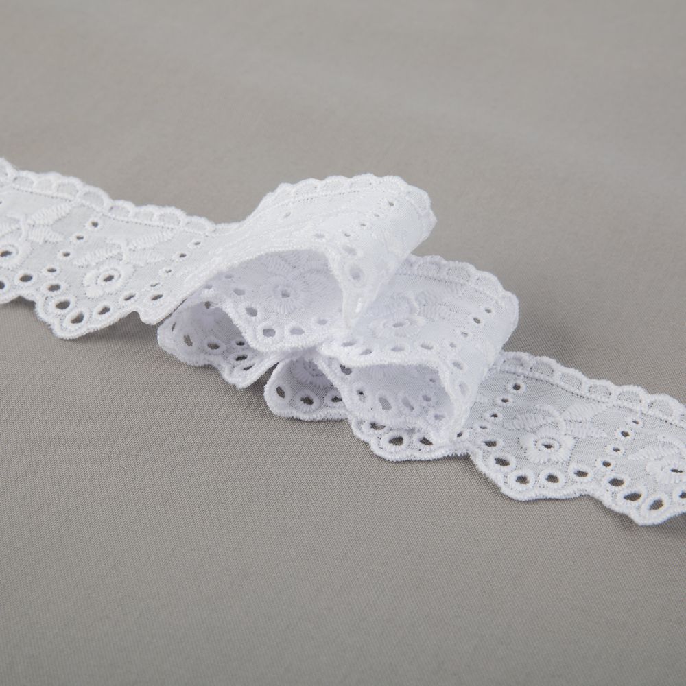 Кружево шитьё 40 мм / 9±0.2 метров, Турция, белый, Gamma GYEM-4002