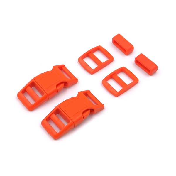 Фастекс (пряжка трезубец), рамка и рамка-регулятор 15мм, пластик, (2 компл.) Hobby&Pro, оранжевый, A03001037-15