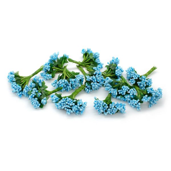 Цветы искусственные декоративные 2см (12 штук) (синий)