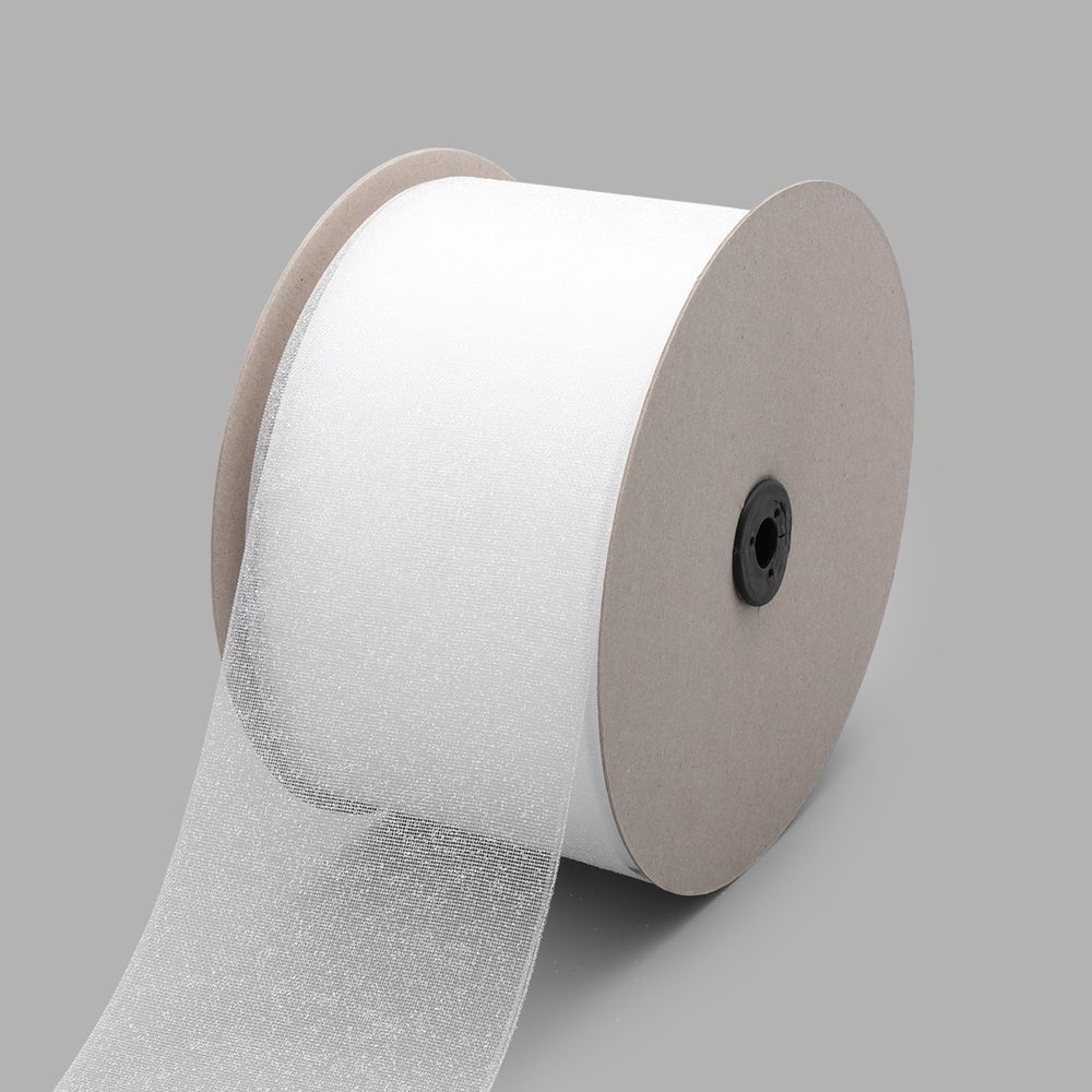 Люверсная шторная лента клеевая 100 мм / 50 метров, прозрачная, 50 м