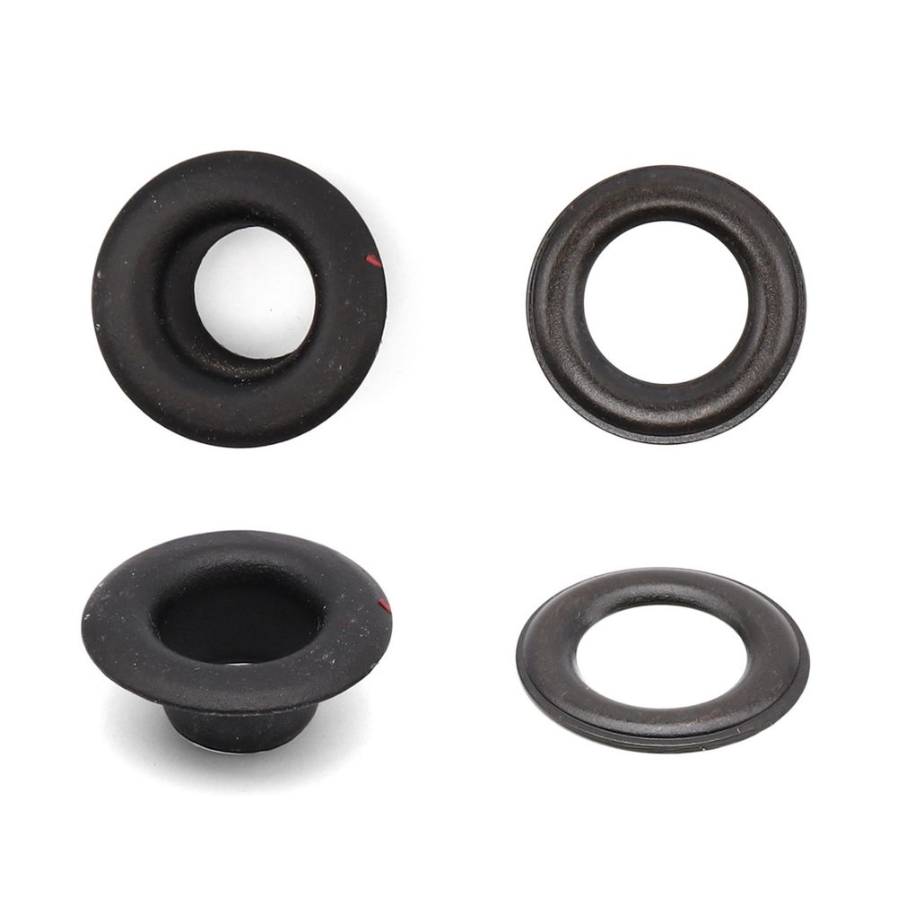 Люверсы металл ⌀_7.3 мм (внутр.), h5.41 мм (внутр.), №5, сталь, черная резина, уп.≈1000 шт, New Star