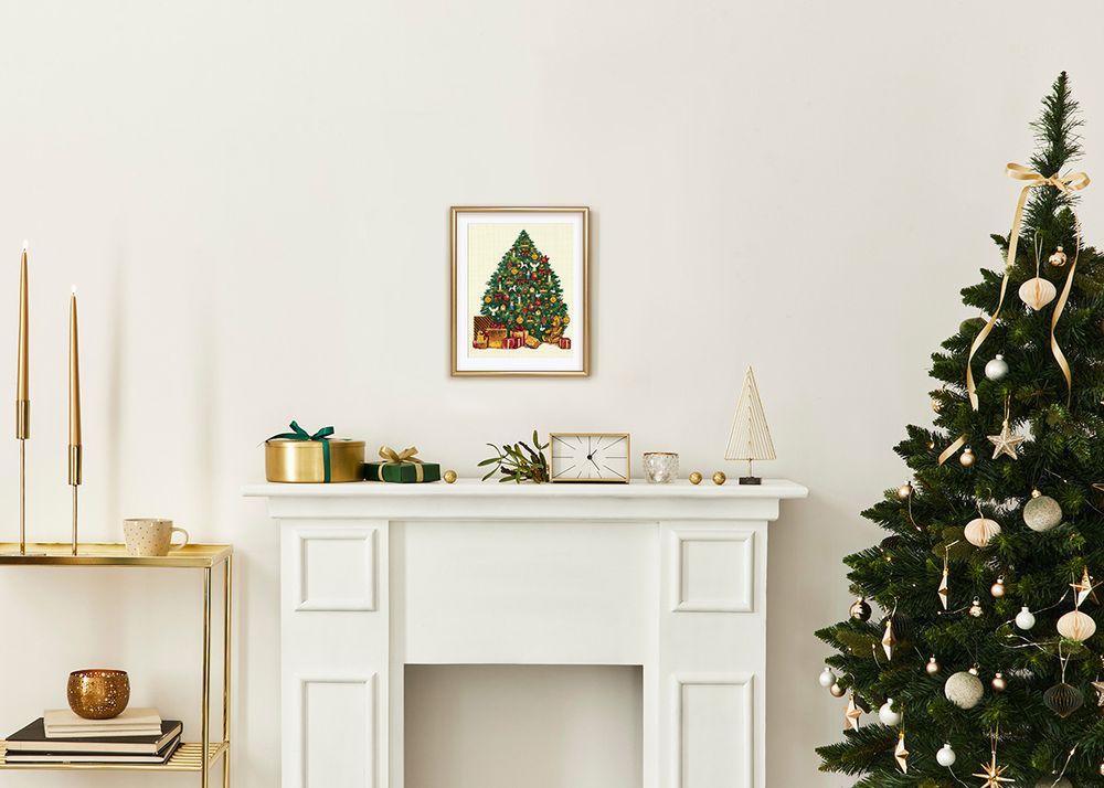 Набор для вышивания нитками Panna, Золотая серия, Викторианская елка, 20х25 см