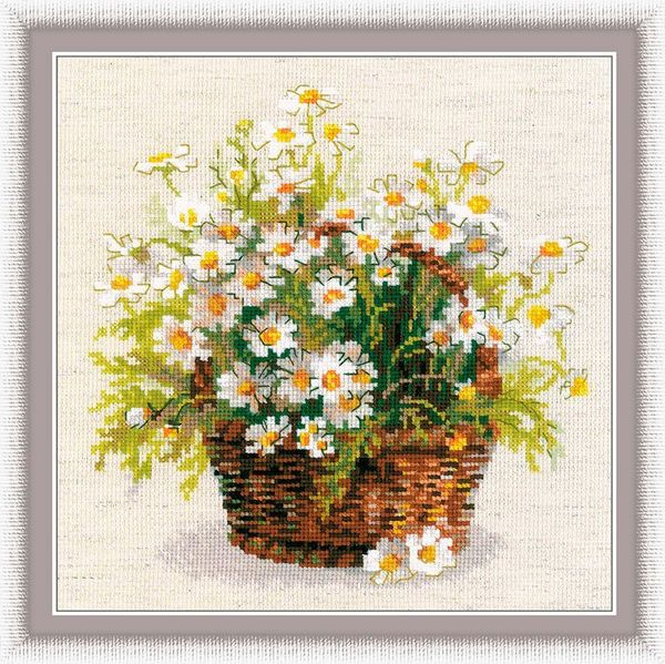 Набор для вышивания нитками Риолис, Русские ромашки 25х25 см