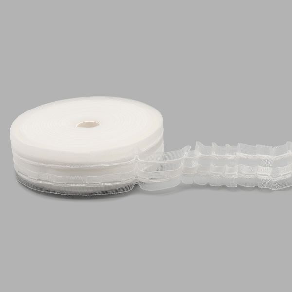 Лента (тесьма) шторная: сборка параллельная (1:2) 40 мм / 50 метров, равномерная