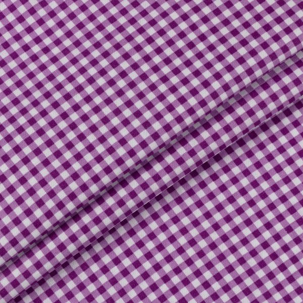 Ткань для пэчворка Peppy Бабушкин сундучок, отрез 50х55 см, 140 г/м², БС-51 клетка фиолетовый, Peppy