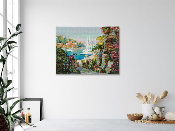 Алмазная (кристальная) мозаика Фрея, на подрамнике Пристань, 40х30 см