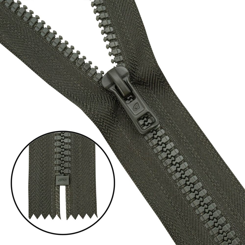 Молния трактор Arta Т6 (6 мм) 1 зам., н/раз., 18 см, (2075), A237 т.хаки, НОВЫЙ МАТОВЫЙ ЗАМОК, уп.50 штук