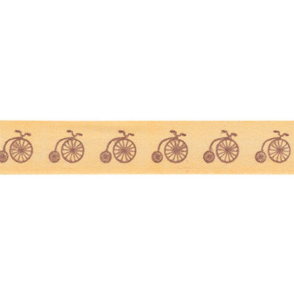 Лента хлопок с рисунком 16 мм / 5 шт по 3 метра, B101_099 Велосипед, CLP-161 Gamma