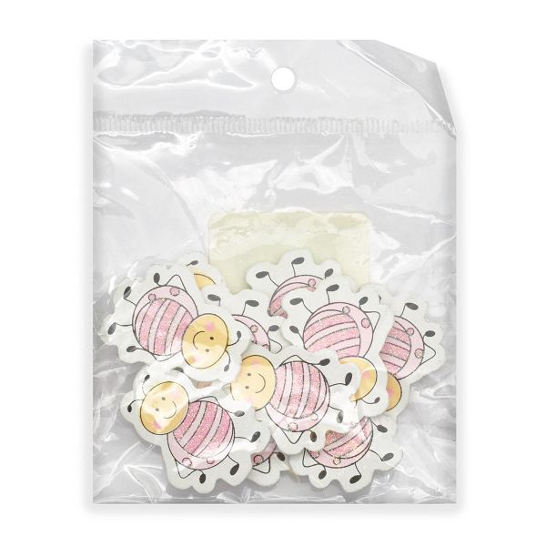 Декоративный стикер Пчелка 40 мм, розовый, 10 шт