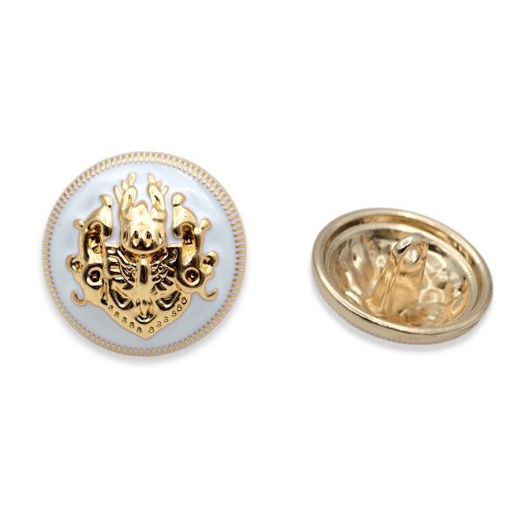 Пуговицы на ножке 28L (18мм), металл (White/G белый с золотом), 36 шт, ME 645