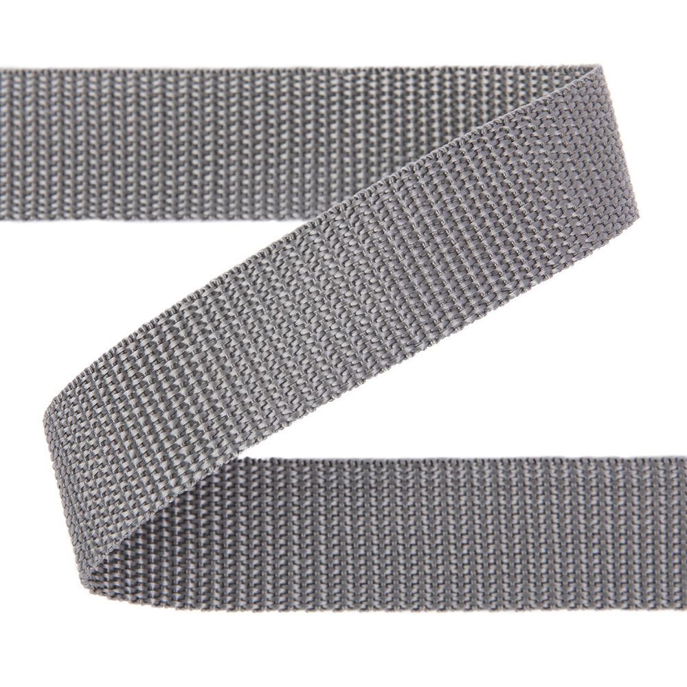 Стропа (ременная лента) 25 мм / 25 метров, толщ. 1.29 мм, [16.6 г/пог.м], 100% п/п, серый, Gamma С3870Г17