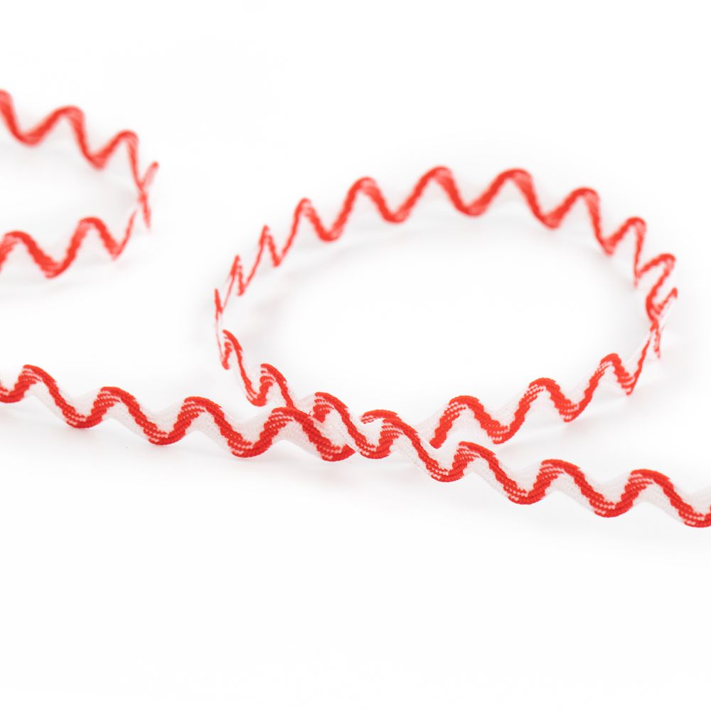 Тесьма отделочная зигзаг 5 мм, 30 м, 073 красный/ белый, Gamma JZ-5