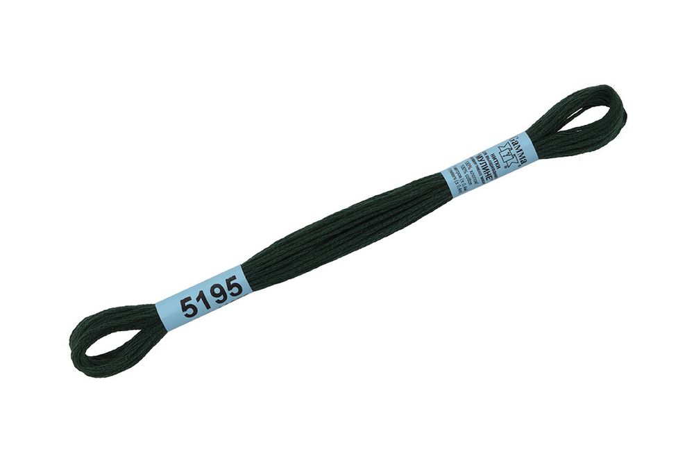 Мулине Gamma 100% хлопок, цв.5195 т.т.зеленый, 24 мотка по 8 метров