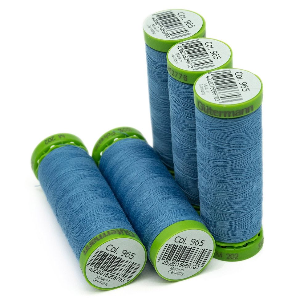 Нитки для тонких тканей Gutermann Extra Fine 150, 200м, 965 дымчато серо-голубой, 5 катушек