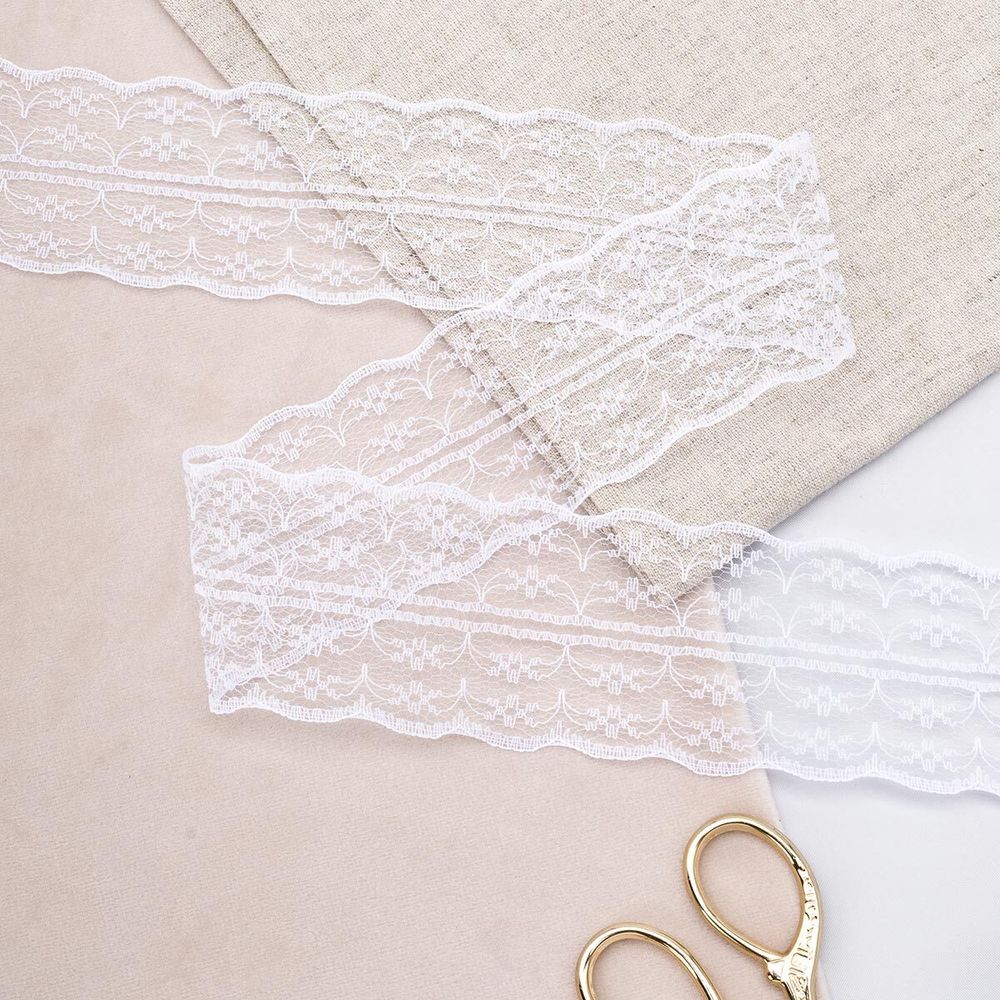 Кружево на сетке 45 мм / 9.14 метра, 32 белый, 3AR3730