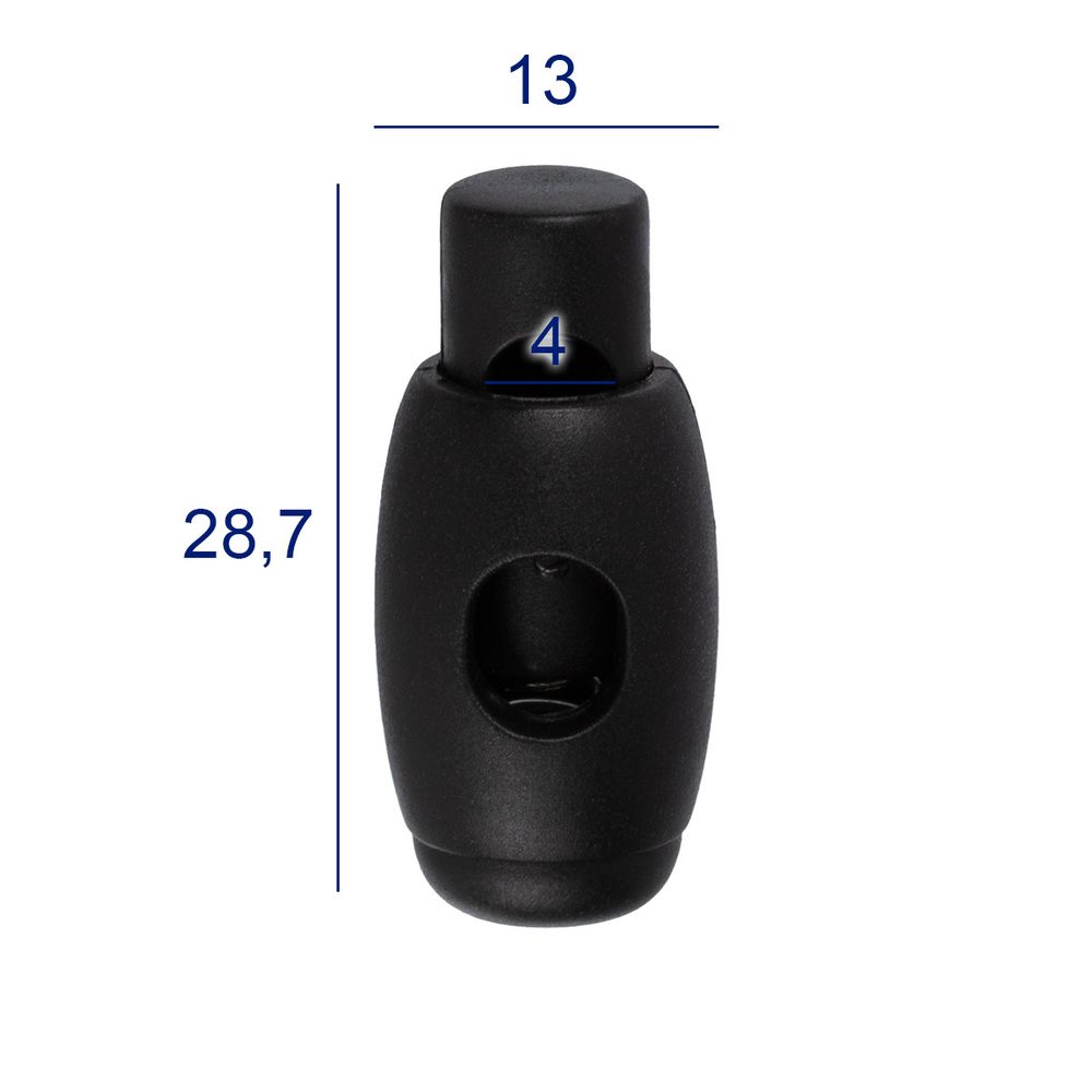 Фиксатор (зажим) для шнура пластик 1 отв., ⌀4.0 мм, 24 шт, №01 черный, Micron ST 1122