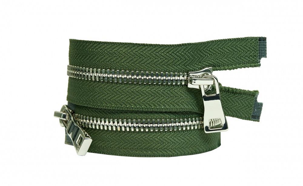 Молния металл Т5 (5 мм) 2 зам., разъем., 75 см, никель, цв.D190 хаки, MaxZipper Premium, 1 шт /TOS/