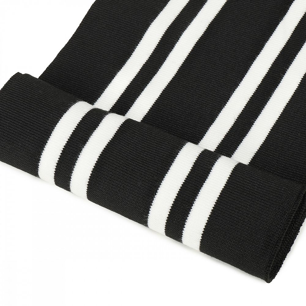 Подвяз (довяз) трикотажный 14.0х100 см, черный с белыми полосами, двухслойный, 100% п/э, 5 штук