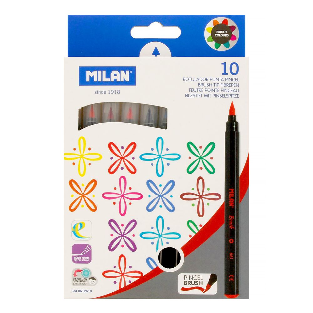 Набор фломастеров-кистей 10 цв, 612610, Milan