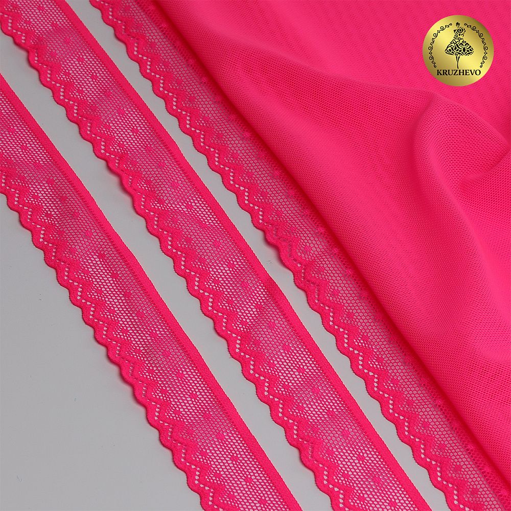 Кружево эластичное (стрейч) 25 мм, 8028, цв.A1402 розовый неон уп.50м, Kruzhevo