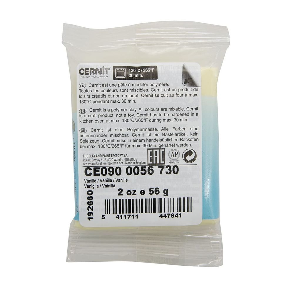 Полимерная глина Cernit №1 запекаемая, классическая 56-62 гр, 730 ваниль