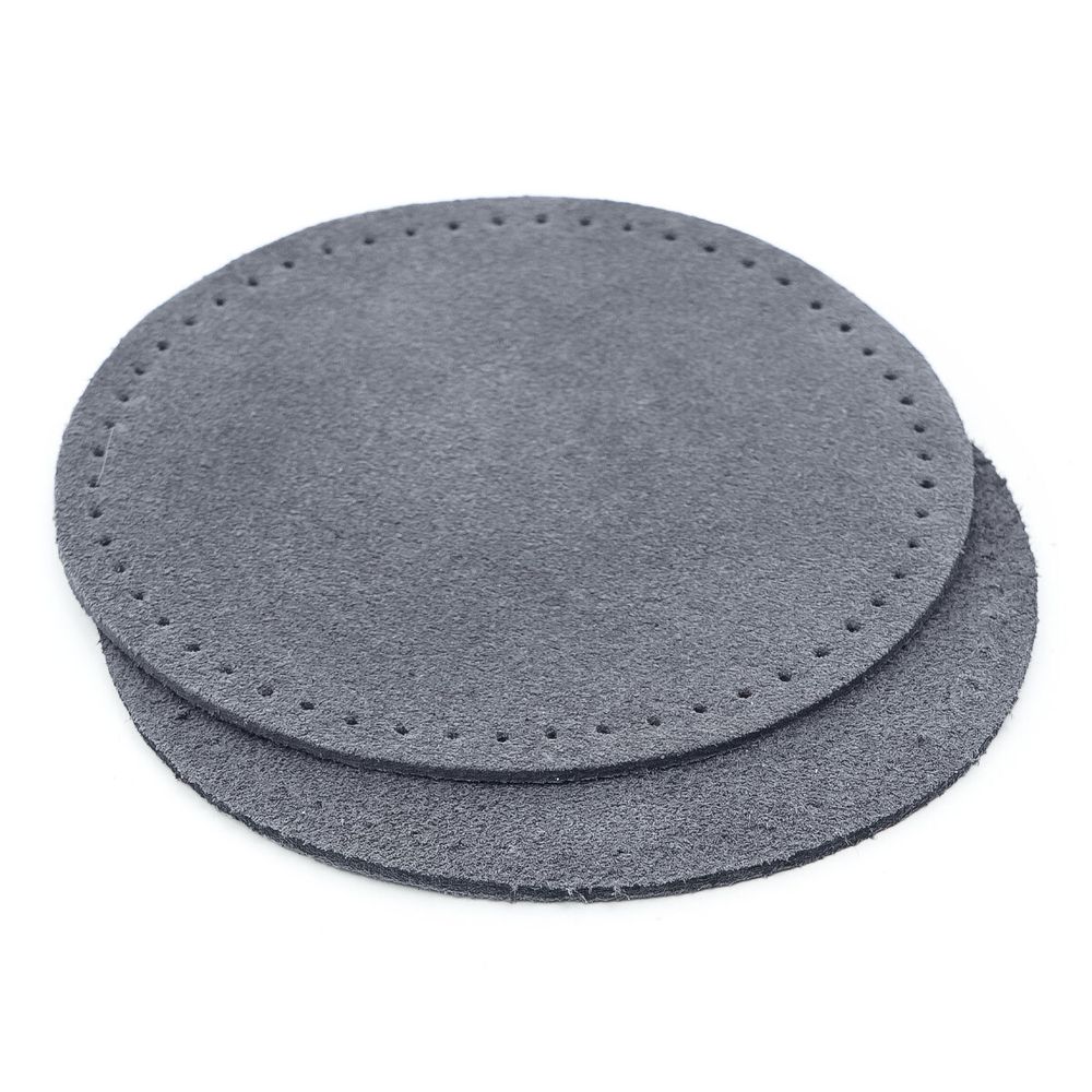 Заплатки пришивные из замши, круг ⌀8см с перфорацией, 2 шт, 100% кожа, 26 серый, 59121