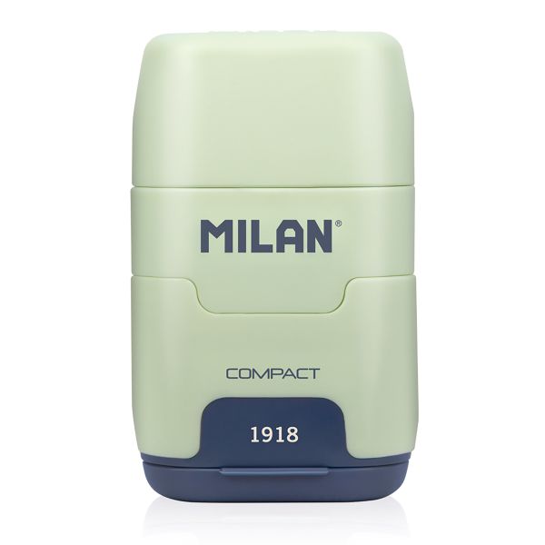 Точилка пластиковая Compact 1918 2 отверстия с ластиком 16 шт, Milan 4703116SNC