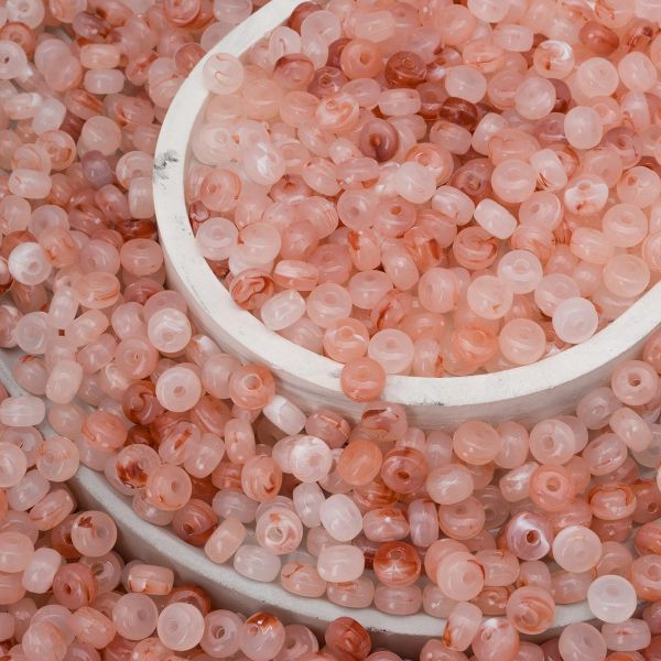 Бусины акрил 4х7 мм, 500 г, прозрач. в цвете, шайба, AD080 розовый кварц, (7748710)2460 , Astra&Craft