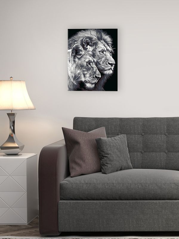 Картина по номерам Фрея PNB/PL-367, Черно-белые львы, 50х40 см