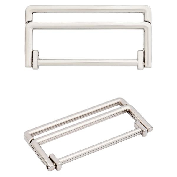 Пряжка прямоугольная 40 мм, металл (Nickel Серебро (никель)), МТ_1872, 6 шт