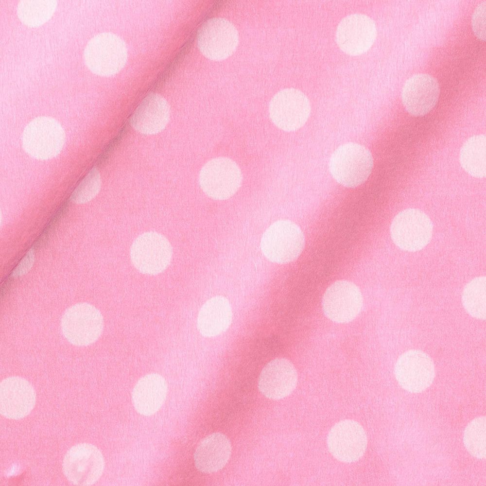 Мех коротковорсовый 3мм с принтом горох, 47*47см (±2см), 100% п/э (розовый/светло-розовый) 29495
