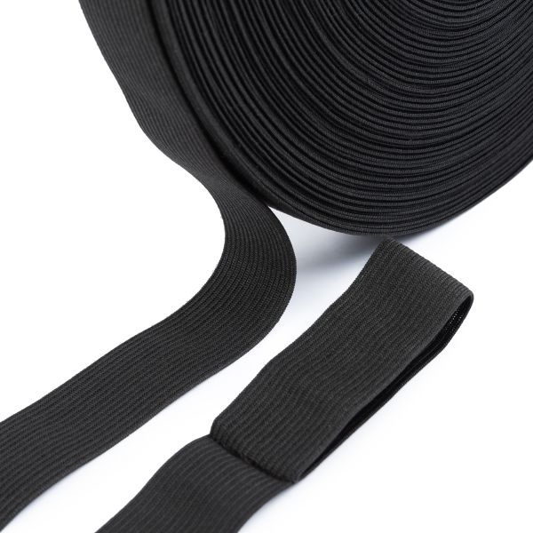 Резинка вязаная 25 мм, / 50 метров, черный, Gamma RV-25 BL