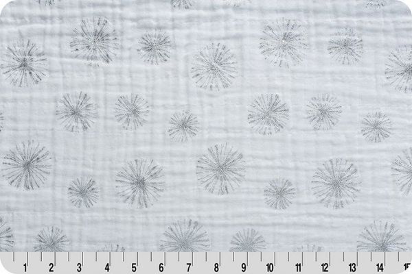 Ткань для пэчворка Peppy Embrace Metallic (марлевка), отрез 100х125 см, 120 г/м², emmmake a wish silver, Shannon Fabrics