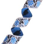 Лента (тесьма) жаккардовая 25.0 мм / 10±0.5 метров, Розы, 25987 синий